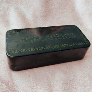 Vintage Greist Rotary Sewing Machine Attachments In Original Black Metal Box